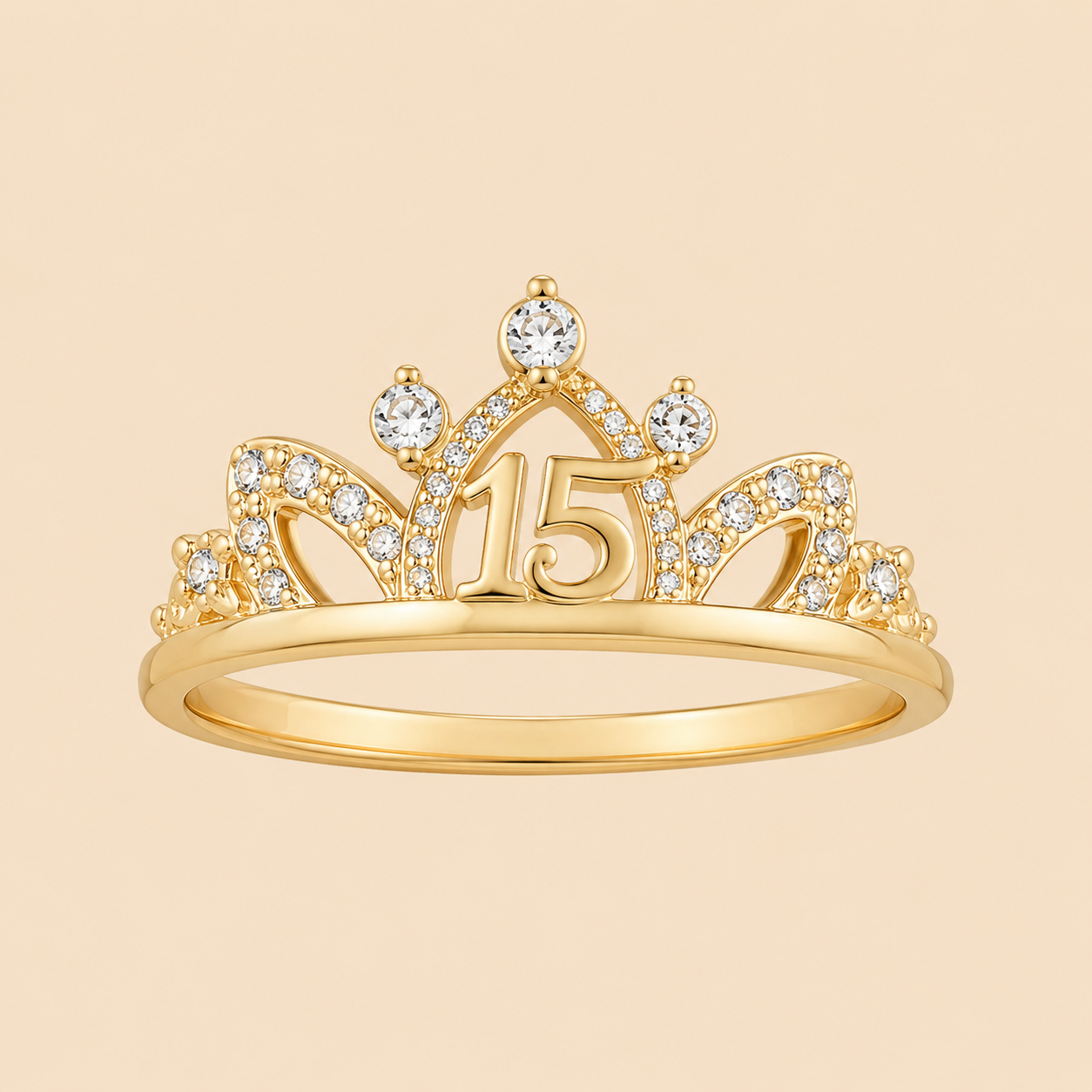 Quinceañera Charm Tiara Ring